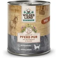 Wildes Land Pferd Pur mit Distelöl - hypoallergenes und getreidefreies Nassfutter 12x800g, Nassfutter für: Hunde