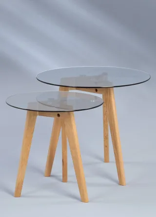 Couchtisch Beistelltisch YOSH 2-Satztisch Eiche massiv