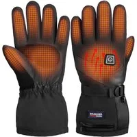 BRUBAKER Skihandschuhe Beheizbare Thermo Handschuhe mit Akku (1-St., mit Reißverschluss-Tasche) 3 Stufen Temperaturregler Wasserdicht und Winddicht – Winterhandschuhe