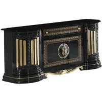 Interdesign24 Sideboard Bella (4-Türig, im Barock-Stil, mit Goldverzierungen), in Schwarz/Gold Hochglanz