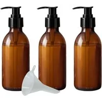mikken Seifenspender 3x Lotionspender 200ml aus Braunglas Pumpspender, (3er Set), wiederverwendbar, UV-Schutz, für Lösungen, Öle und Lotionen