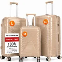 oyajia Kofferset Rollkoffer 3-teiliges Set 20 24 28 Zoll aus PP Hartschale, (Reisekoffer Set mit TSA Zahlenschloss & 4 Rollen, 3 tlg., Handgepäckkoffer + Mittelgroß + XL Trolley Set), Leichtes Trolley Set für Urlaub Business Reisen