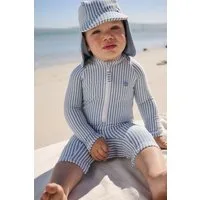 Next Badeanzug Gestreifter Sonnenschutz-Badeanzug und Mütze, Set (2-St)