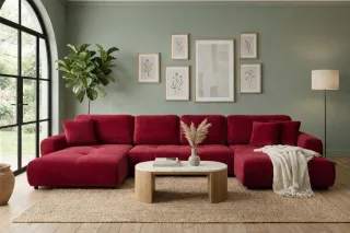 Wohnlandschaft mit Schlaffunktion BRUSK MAX Sofa in Stoff Kronos Rot