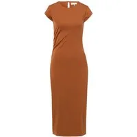Les Lunes Midikleid REMMI Dress Midi Jersey Gathering Jersey Kleid, Schlitz, Raffung, Midi, Slim Fit, Occasion