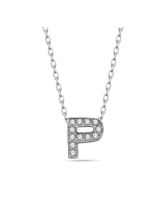 Dkeniz Anhänger mit Kette Buchstabe P 925/- Sterling Silber