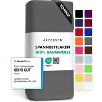 Jacobson Spannbettlaken TOPPER aus 100% Baumwolle, Jersey Bettlaken 160 g/m², Spannbetttuch mit Gummizug, pflegeleicht & viele Farben