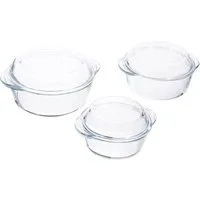 Pasabahce Auflaufform Pasabahce Borcam Auflaufform rund mit Deckel rund 22/18,5/16 cm, Borosilikatglas