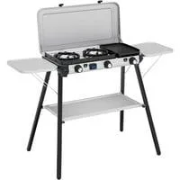 Camping Kitchen 2 Multi Cook Plus, Gaskocher grau, 2 Kochfelder 2x 1,8 kW + Grillplatte 0,9 kW, Modell 2025