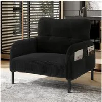BlingBin Sessel Relaxsessel Polsterstuhl Loungesessel (1-St., Cordstoff, Armlehnen mit Seitentaschen auf beiden Seiten), für Wohnzimmer, Schlafzimmer, Arbeitszimmer, 67x75x79 cm