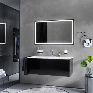 emco LED-Lichtspiegelschrank prime Facelift Unterputz, 600 mm, 1-türig, IP 20, schwarz Türanschlag r 949713570