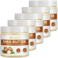ALIVER Körpercreme Shea Butter Körperbutter 100% Rein Naturbelassen Gesicht Hautpflege, 5-tlg., Hautpflege, Tagescreme, Haarpflege, Gesichtscreme
