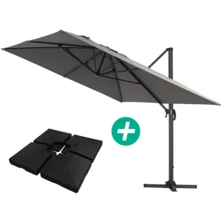 Habitat Garten Sonnenschirm, Grau, Metall, 400x300 cm, Sonnen- & Sichtschutz, Sonnenschirme, Ampelschirme