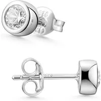 Materia Paar Ohrstecker Damen Silber Zirkonia Weiß Rund Ø4-7mm SO-378, 925 Sterling Silber, rhodiniert