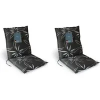 LILENO HOME Polsterauflage Niedriglehner, bequeme Sitzauflage für Gartenstühle, Stuhlkissen, (2 St., 2er Set), Gartenstuhl Auflage Blume Anthrazit Weiß, Sitzpolster waschbar
