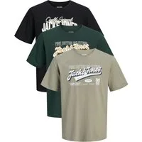 Jack & Jones Print-Shirt Bequemes Slimfit Shirt (Spar-Set, 3er-Pack) in Unifarbe mit Print
