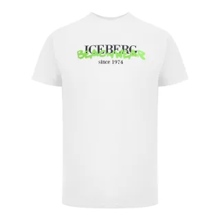 Weißes T-shirt Mit Ice Iceberg Beachwear Logo