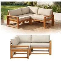 STEELSØN Gartenlounge-Set Mizaru modulares Sofa-Set aus hochwertigem Akazienholz, (Ecksofa), Outdoor Sitzgruppe inkl. Auflagen, vielfältige Stellmöglichkeiten