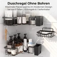 SURFOU Duschablage Duschregal Ecke ohne Bohren aus Edelstahl Schwarz