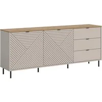 Home affaire Sideboard RAITA, Breite 184 cm, Front mit Desgin-Fräsung, 2 Türen, viel Stauraum (moderne Farbkombi, individuell einsetzbar, Griffe & Füße aus Metall), Kommode, Anrichte, Schrank, Highboard, TV-Board