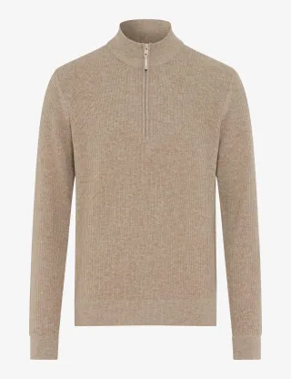 Brax Herren Strickpullover Style STEFFEN cappucino, hellbraun, Gr. 5XL