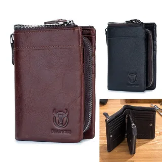 BULLCAPTAIN Men's Genuine Leather Wallet Detachable Coin Purse Large Capacity Multi-card Slots Card Holder Money Clip
