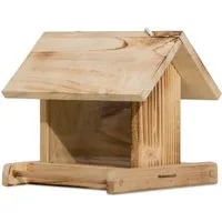 Windhager Vogelhaus Garden, Vogelfuttersilo aus Fichtenholz, Futterstation inkl. Aufhängung und Sitzstange, Füllvolumen 1,25 Liter