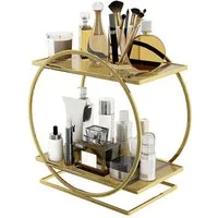 TUWENA Make-Up Organizer 2 Stöckiger Kosmetik Aufbewahrungskorb, Parfüm Organizer, Badezimmer Organizer für Kommode, Schlafzimmer, Wohnzimme