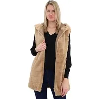 malito more than fashion Longweste malito Damen Longweste mit Kapuze, gerippte Weste aus Kunstpelz, mit Kapuze