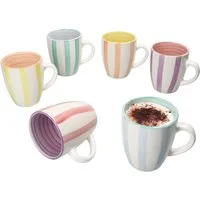 MamboCat Becher Beach Pastello Stripes 6er Set Kaffeebecher 340ml pastell Streifen, Steingut