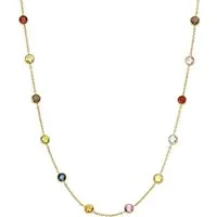 Schmuck Krone Goldkette Collier aus 585 Gold mit Edelsteinen 45cm, Gold 585