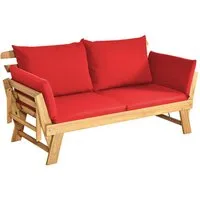COSTWAY Gartenbank 4-in-1 XXL, mit Liegefunktion, Auflage, 198x75x75cm, 320kg