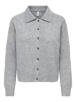 ONLY - ONLALIVIA LS POLO CARDIGAN KNT Light Grey Melange - Gr. - S