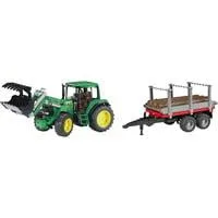 6920 Traktor mit Frontlader und Holztransportanhänger 1:16, Modellfahrzeug