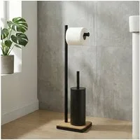 NUXIO WC-Garnitur WC-Garnitur mit Toilettenpapierhalter und Bambus-Bodenplatte IVLO