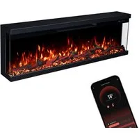 GLOW FIRE Elektrokamin Insert Wandkamin mit 3D Feuer und Heizung (Thermostat, 900- 1800 W), Elektrischer Stand-, Wand- oder Einbaukamin mit APP Steuerung, LED