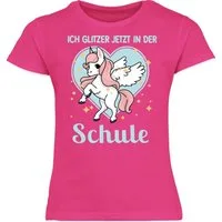 Shirtracer T-Shirt Einhorn mit Herz - Ich Glitzer jetzt in der Schule Einschulung Mädchen
