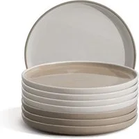 Hausfelder Geschirr-Set Steingut Dessertteller 8 Personen, 8teilig, Shadow Stone/Nordic Sand (8-tlg), 8 Personen, Steinzeug, spülmaschinen- & mikrowellengeeignet, Reaktivglasur
