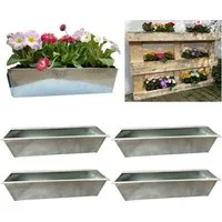 Hossi's Wholesale Blumenkasten 4er Set Zink Paletten Blumenkästen - Einsatz 38cm groß Silber Metall
