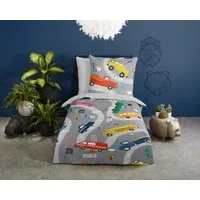PURE luxury collection Kinderbettwäsche Voyage, Microfaser, 2 teilig, Mikrofaser, 135x200, 2 Teilig, Wendeoptik, Kind, Junge, Auto