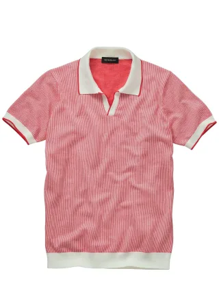 Mey & Edlich Herren Feinstruktur-Polo Rot 100 % Baumwolle