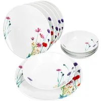 MamboCat Tafelservice 12tlg Tafelservice Marie Porzellan 6 Personen Blumen, Porzellan