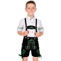 Isar-Trachten Lederhose Lederhose Kinder - EIKE - schwarz/klee
