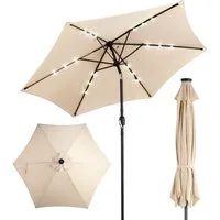 FANNOU Sonnenschirm 2,66 x 2,34m (D x H), mit LED, Sonnenschutz UV50+, Gartenschirm Knickbar