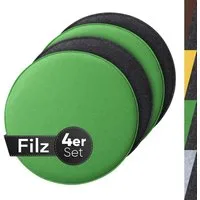 Loco Bird Stuhlkissen 4er Set rund aus Filz Ø 36cm, Stuhlkissen für Schalenstuhl: bequeme Sitzauflage für Bank / Stuhl