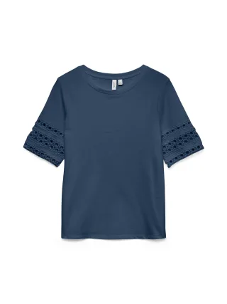 VERO MODA - VMIVACY 2/4 O-NECK TOP JRS BTQ Dark Denim - Gr. - L