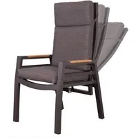 bene living Gartenstuhl Relaxsessel Sevilla - uni anthrazit (1 St), mit Gasdruckfeder, Aluminium-Gestell, Teakholz-Armlehnen