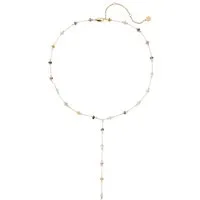 Hey Happiness Y-Kette mit bunten Perlen – Edelstahl Damen Halskette 18K vergoldet, verstellbarer Perlenkette Boho-Schmuck in Erdtönen für Alltag & Sommer
