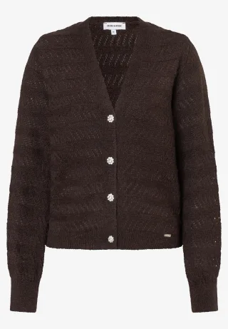 MORE & MORE - Cardigan mit Schmuckknopf braun - Gr. - 46