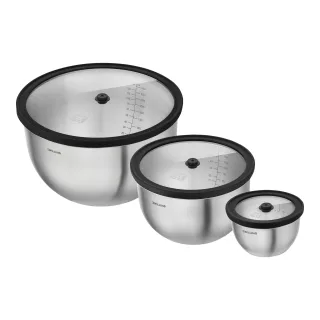 ZWILLING Fresh & Save STAINLESS Vakuumschüssel Set S/M/L / 6-tlg, Edelstahl, Silber